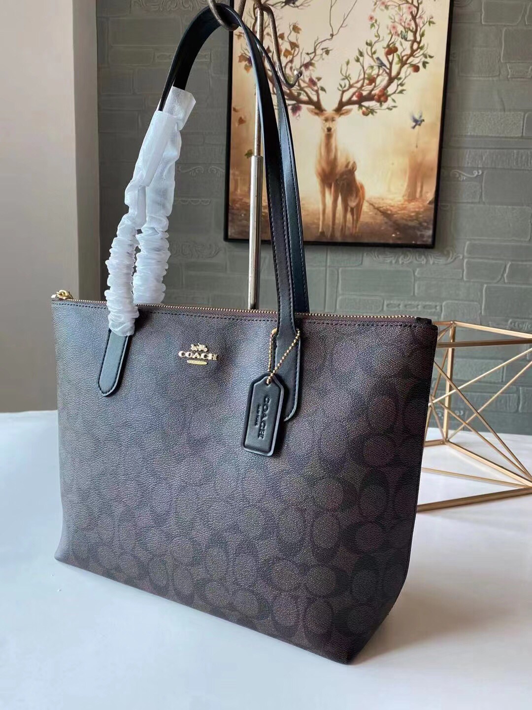コーチ Zip Top Tote ショルダーバッグ ブラック 詳細画像 3