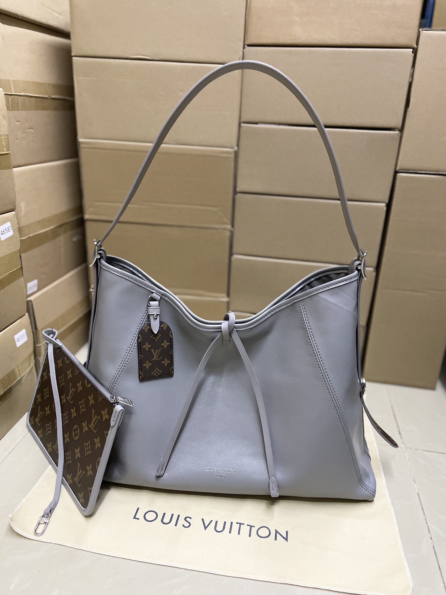 ルイ・ヴィトン Carryall ラージ ハンドバッグ シャークグレー M25143 詳細画像 1
