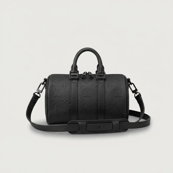 ルイ・ヴィトン Keepall XS モノグラム・シール レザーハンドバッグ ブラック