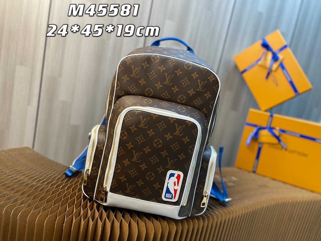 ルイ・ヴィトン NBA コラボ モノグラム柄 バックパック ブラウン ホワイト 詳細画像 1
