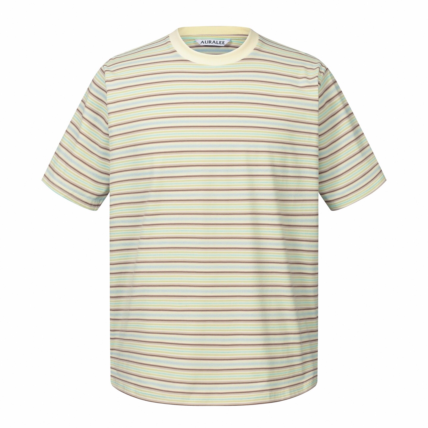 オーラリー グラデーションストライプ 半袖Tシャツ クリームマルチ 詳細画像 1