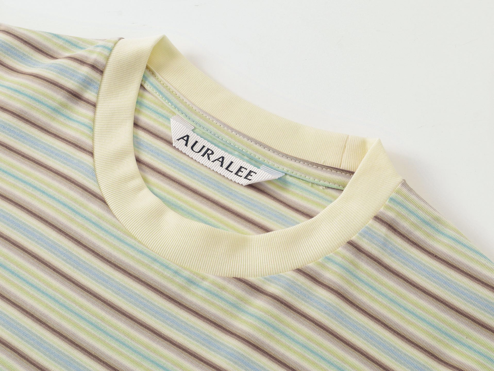 オーラリー グラデーションストライプ 半袖Tシャツ クリームマルチ 詳細画像 3