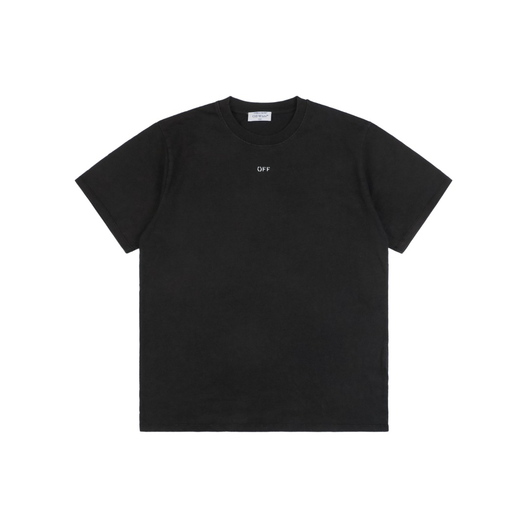オフホワイト ヴァージル ロザリオの聖母 バックプリント ウォッシュド 半袖Tシャツ ブラック 詳細画像 1