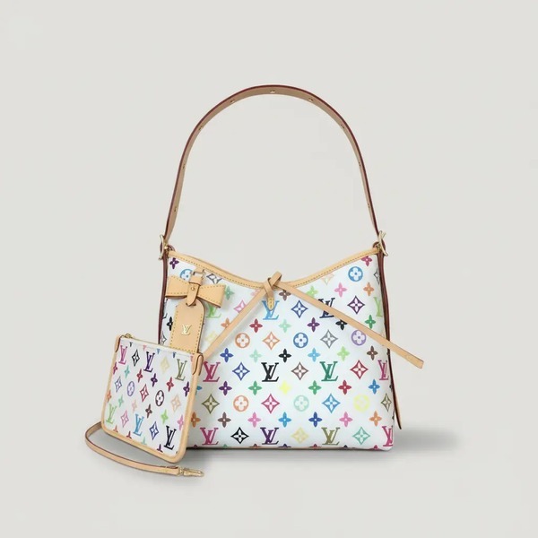 ルイ・ヴィトン CarryAll PM モノグラム マルチカラー ショルダーバッグ ポーチ付き ホワイト