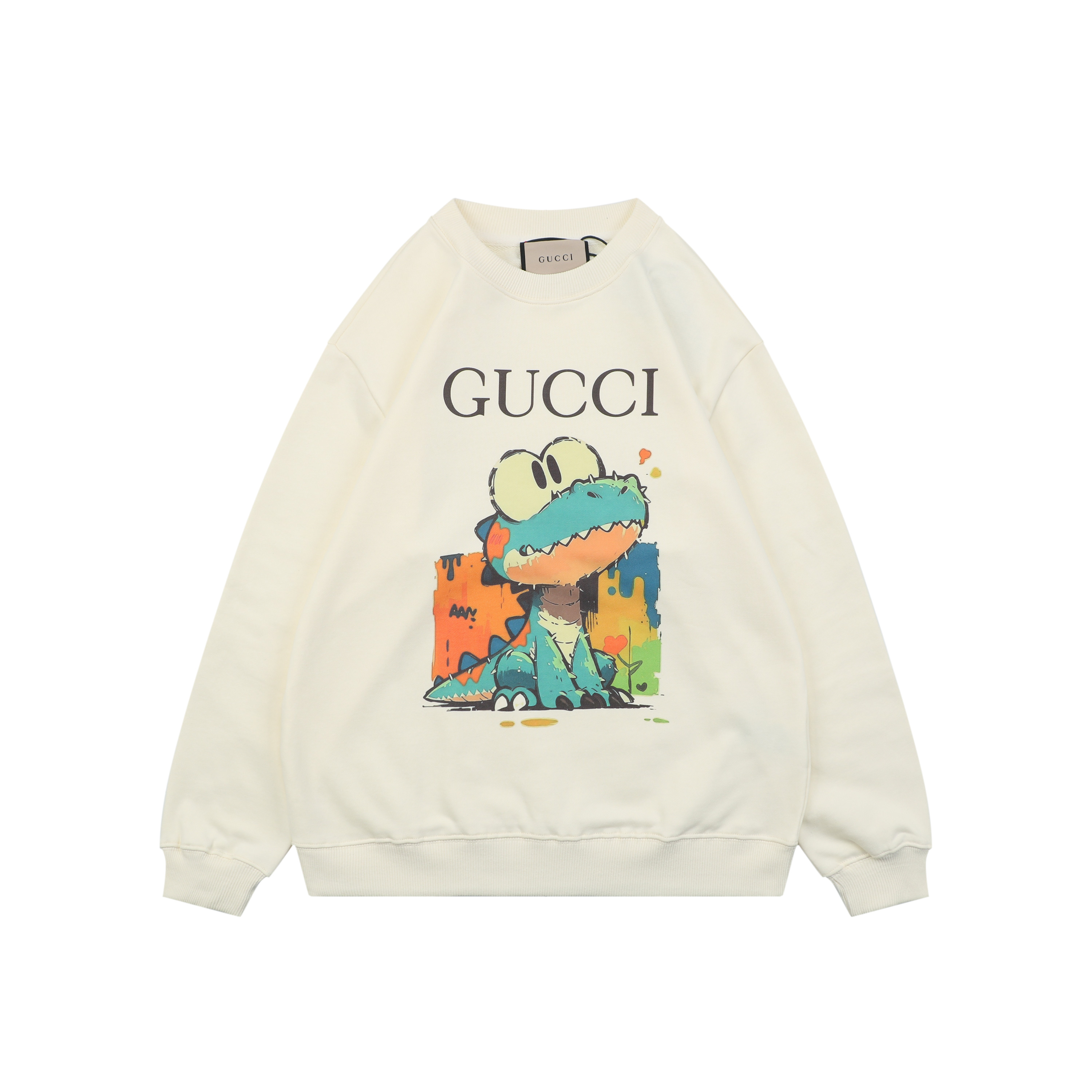 グッチ 恐竜プリント クルーネック スウェット クリーム 詳細画像 1