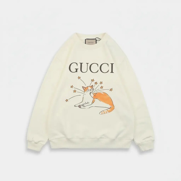 グッチ 星空と子猫プリント クルーネック スウェット クリーム