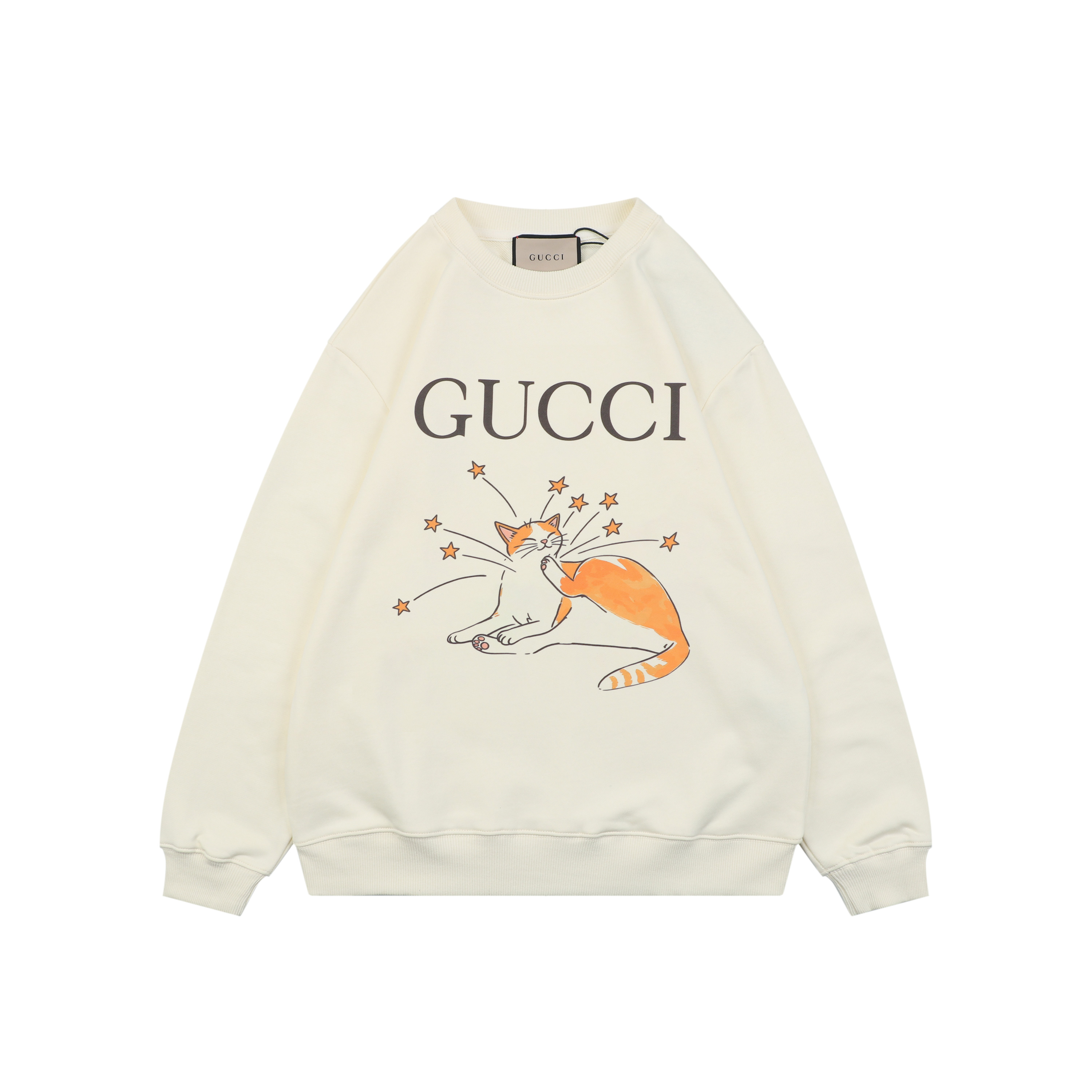 グッチ 星空と子猫プリント クルーネック スウェット クリーム 詳細画像 1