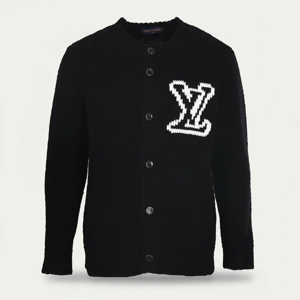 ルイ・ヴィトン LV インターシャロゴ ニットカーディガン ブラック