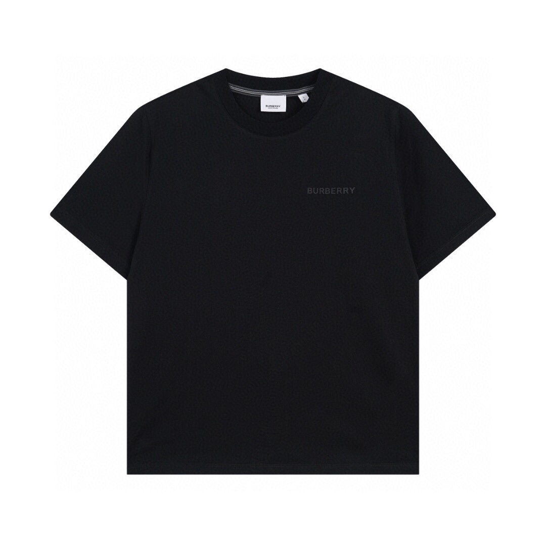 バーバリー レザーラベル ロゴ 半袖Tシャツ ブラック 詳細画像 1