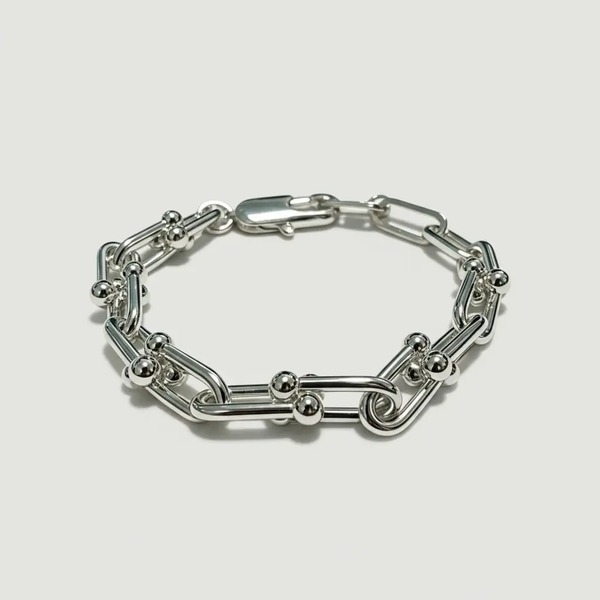 ティファニー ハードウェア風 Uリンク ボールチェーンブレスレット シルバー