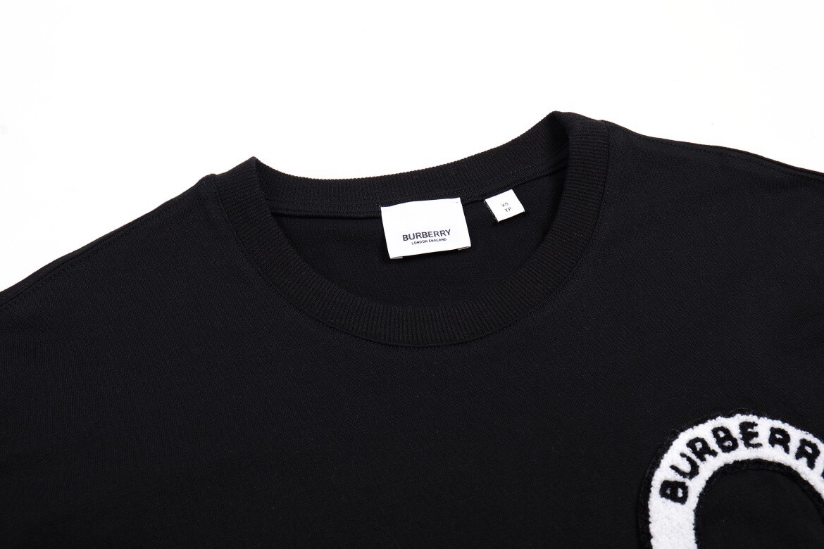 バーバリー 23SS サークル タオル地ロゴ 半袖Tシャツ ブラック 詳細画像 3