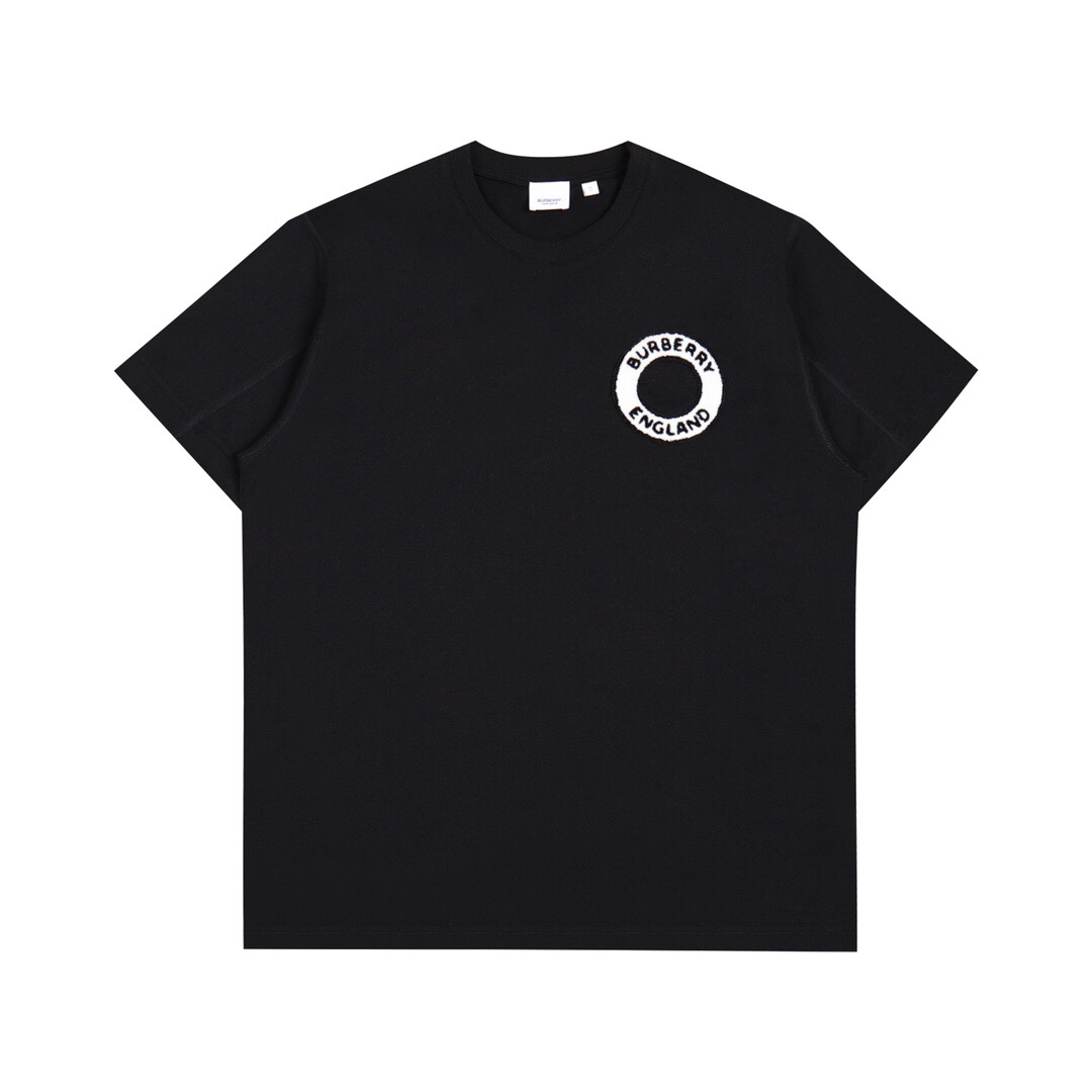 バーバリー 23SS サークル タオル地ロゴ 半袖Tシャツ ブラック 詳細画像 1