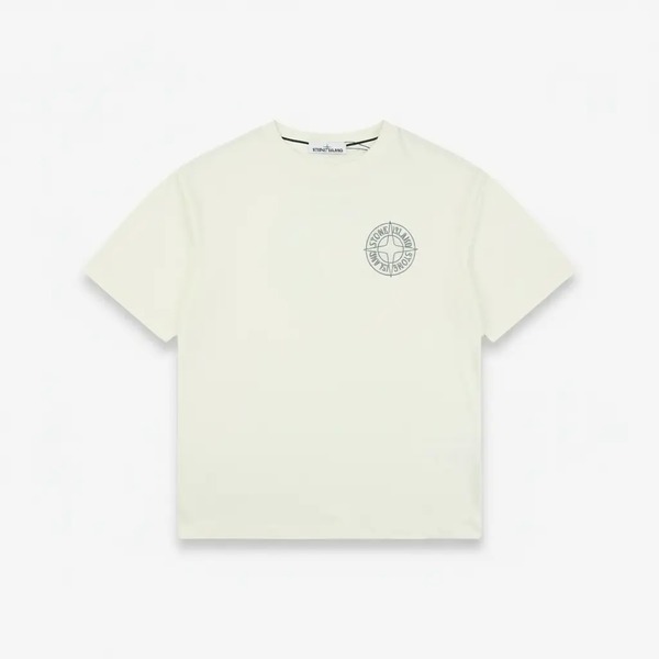 ストーンアイランド リングスターロゴ プリント 半袖Tシャツ クリームホワイト