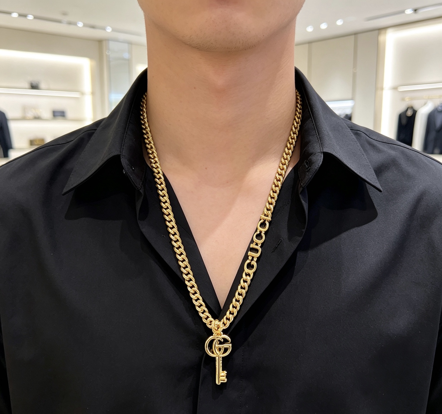 グッチ アンガーフォレスト ダブルG エイジド加工 チェーンネックレス ゴールド 60cm 詳細画像 2