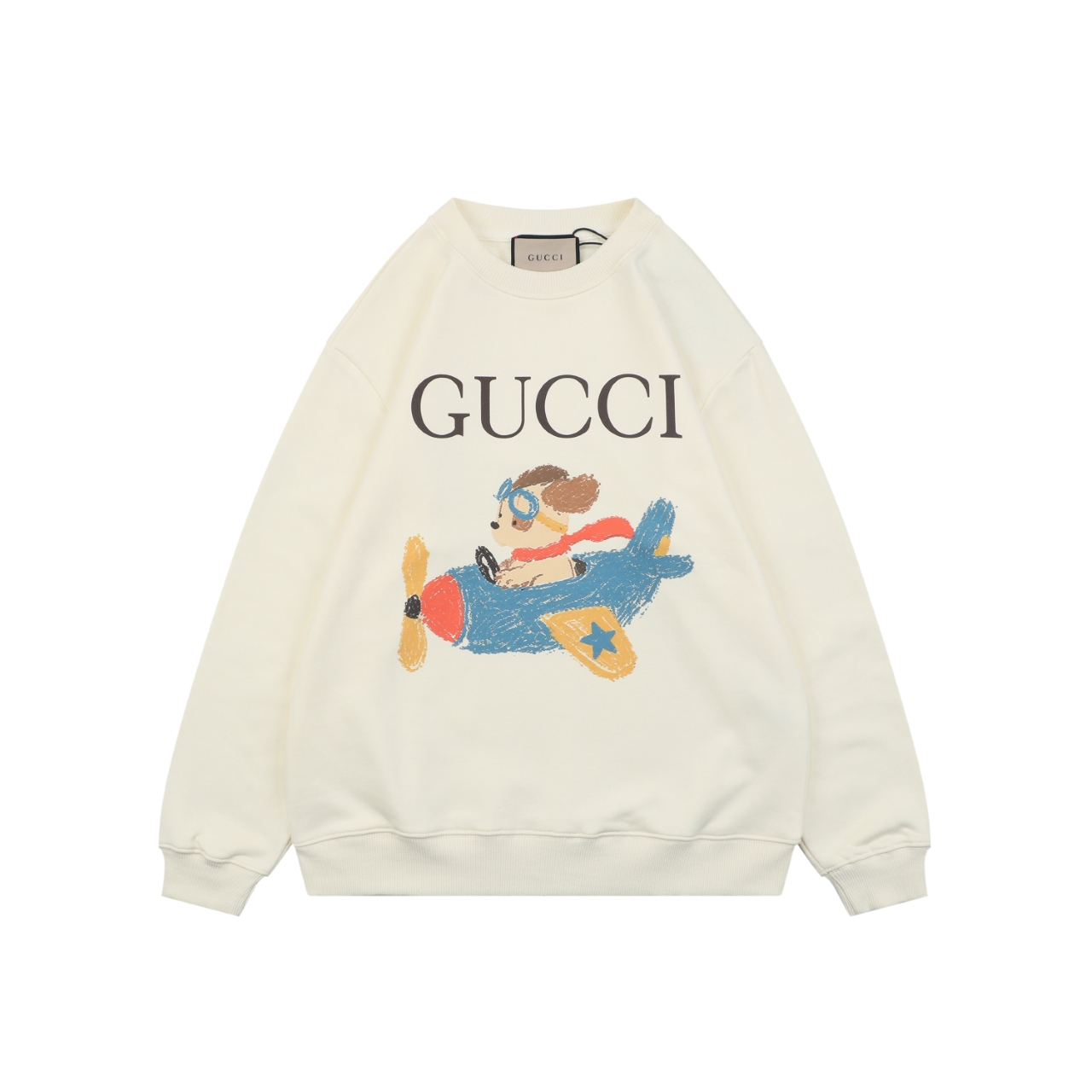 グッチ パピーパイロットプリント クルーネックスウェット クリーム 詳細画像 1