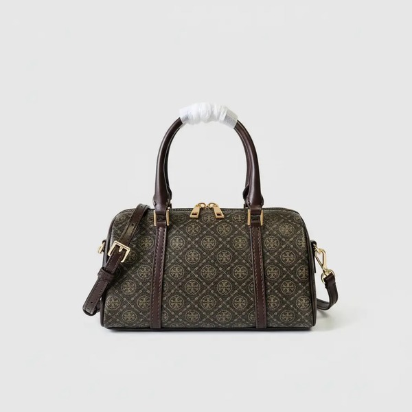 トリーバーチ T Monogram ミニ バレルバッグ ブラウン