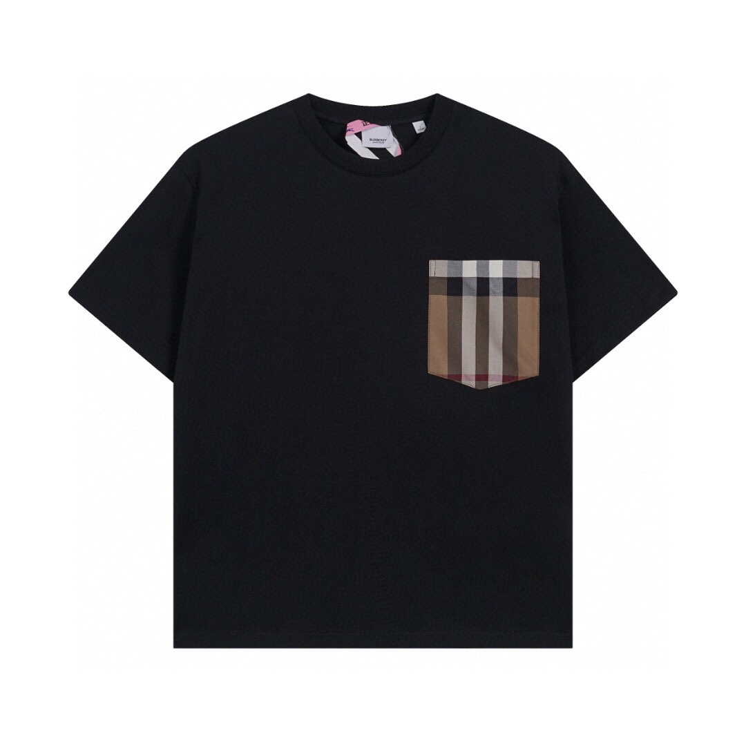バーバリー クラシック チェックポケット 半袖Tシャツ ブラック 詳細画像 1