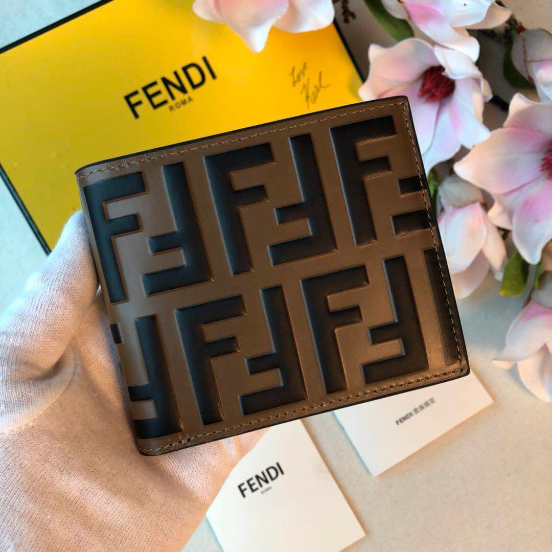 フェンディ メンズ レザー 二つ折り ショートウォレット FFロゴ ブラウン ブラック 詳細画像 3