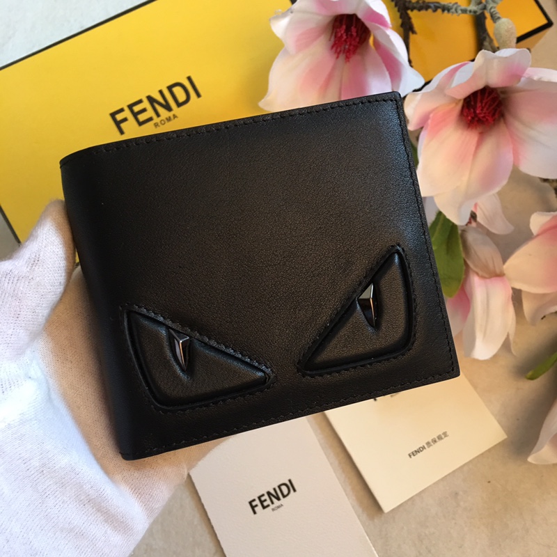 フェンディ バッグバグズ アイ レザー 二つ折り財布 ブラック 詳細画像 3