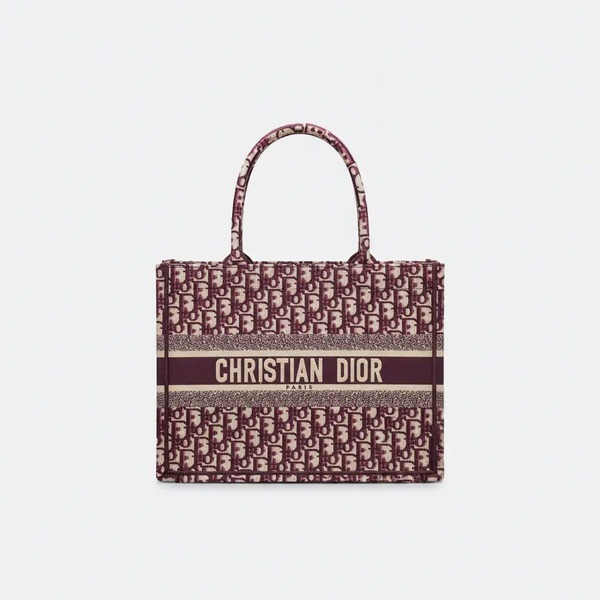 ディオール 刺繍 キャンバス トートバッグ ワインレッド