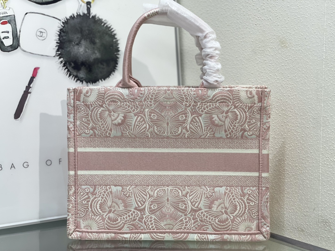 ディオール Book Tote バタフライ刺繍 キャンバストートバッグ ピンク 詳細画像 3