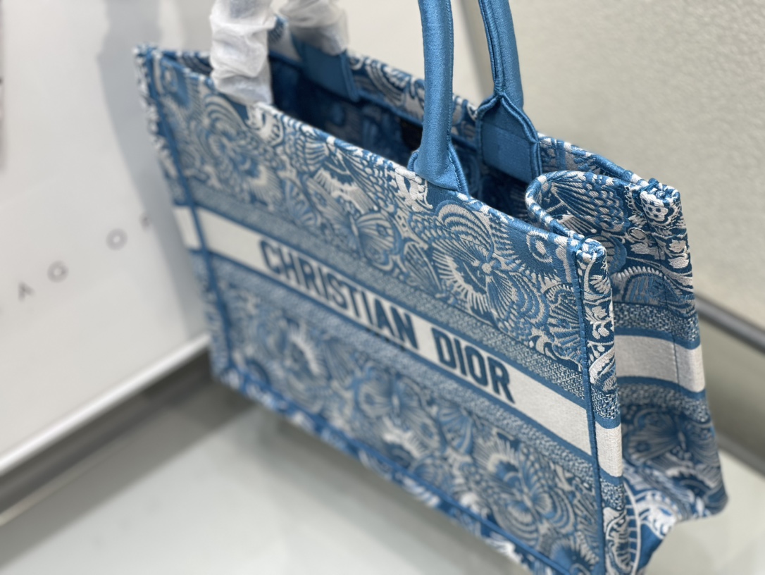 ディオール Book Tote バタフライ刺繍 トートバッグ ブルー 詳細画像 3
