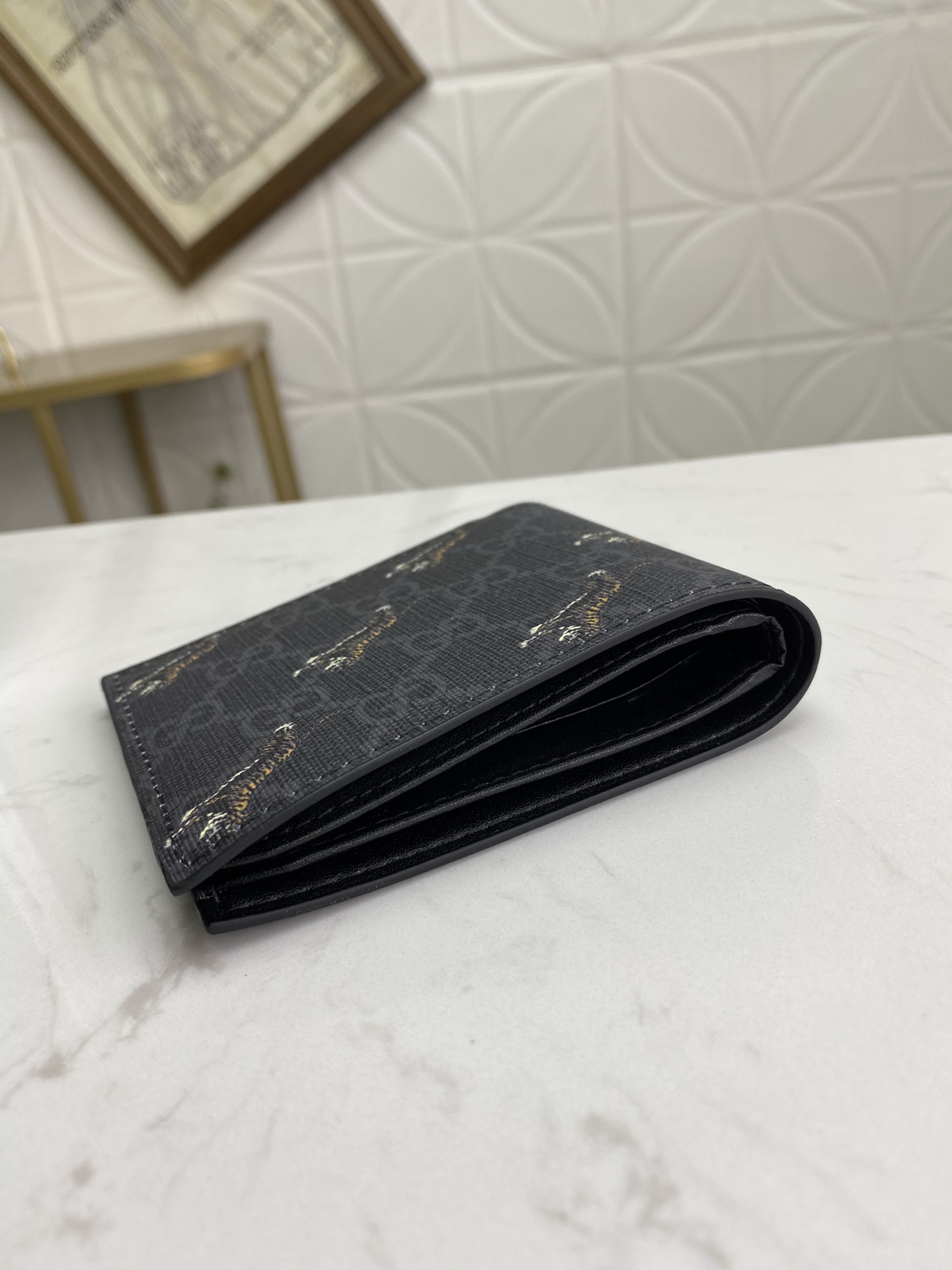 グッチ GGスプリーム キャンバス 二つ折り財布 ブラック 詳細画像 3