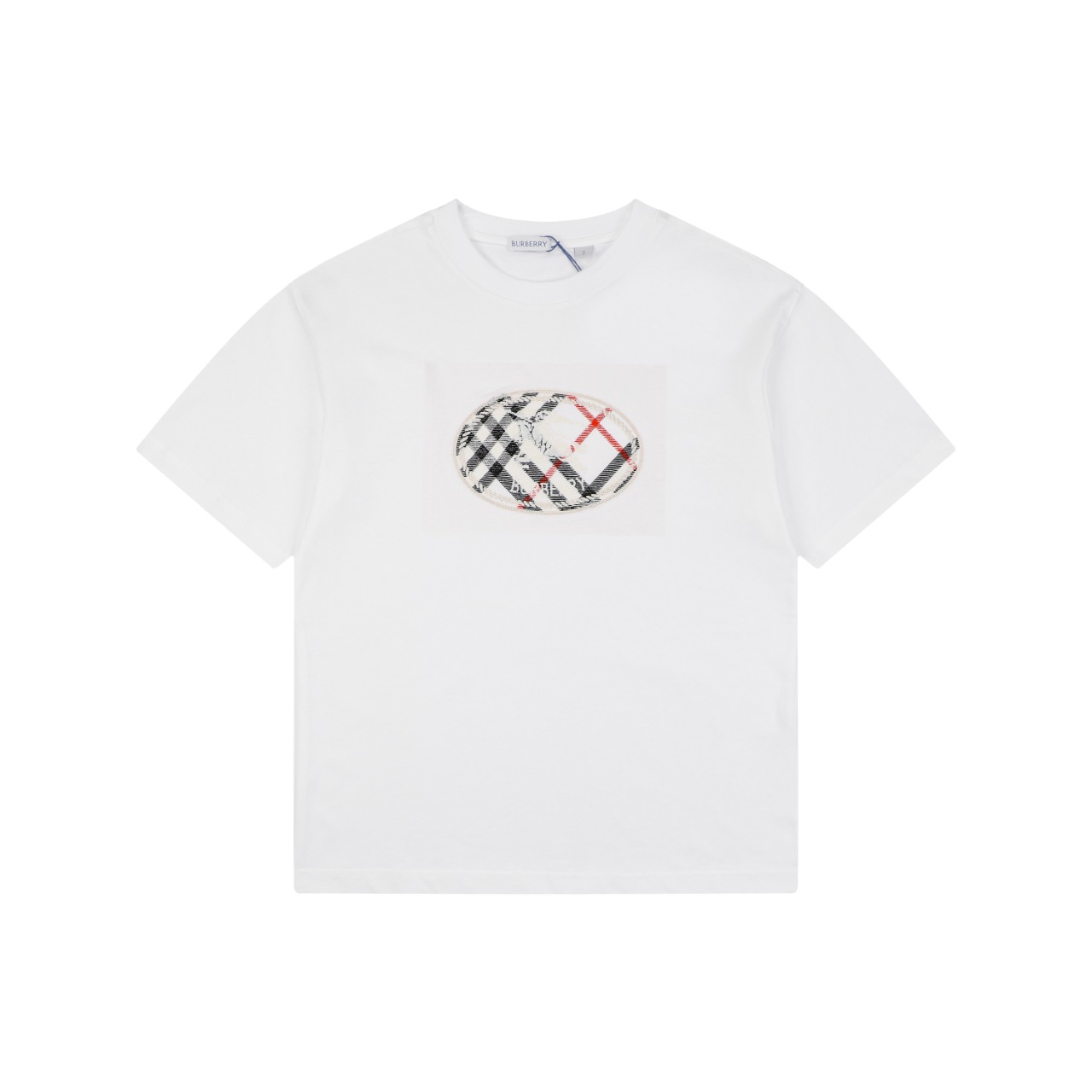 バーバリー チェックエンブレム刺繍 半袖Tシャツ ホワイト 詳細画像 1