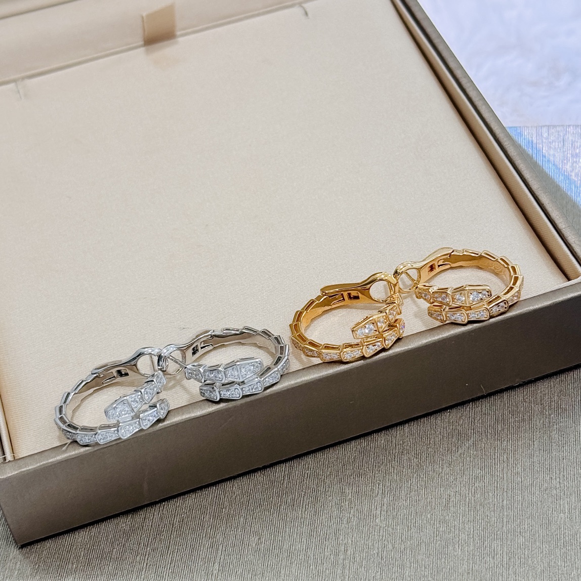 ブルガリ Serpenti フルダイヤ スネーク スタッドピアス ローズゴールド ホワイトゴールド A1517 詳細画像 1
