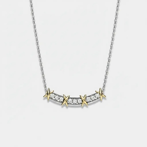 ティファニー クロス ツートーンメッキ 925シルバー ネックレス A5093