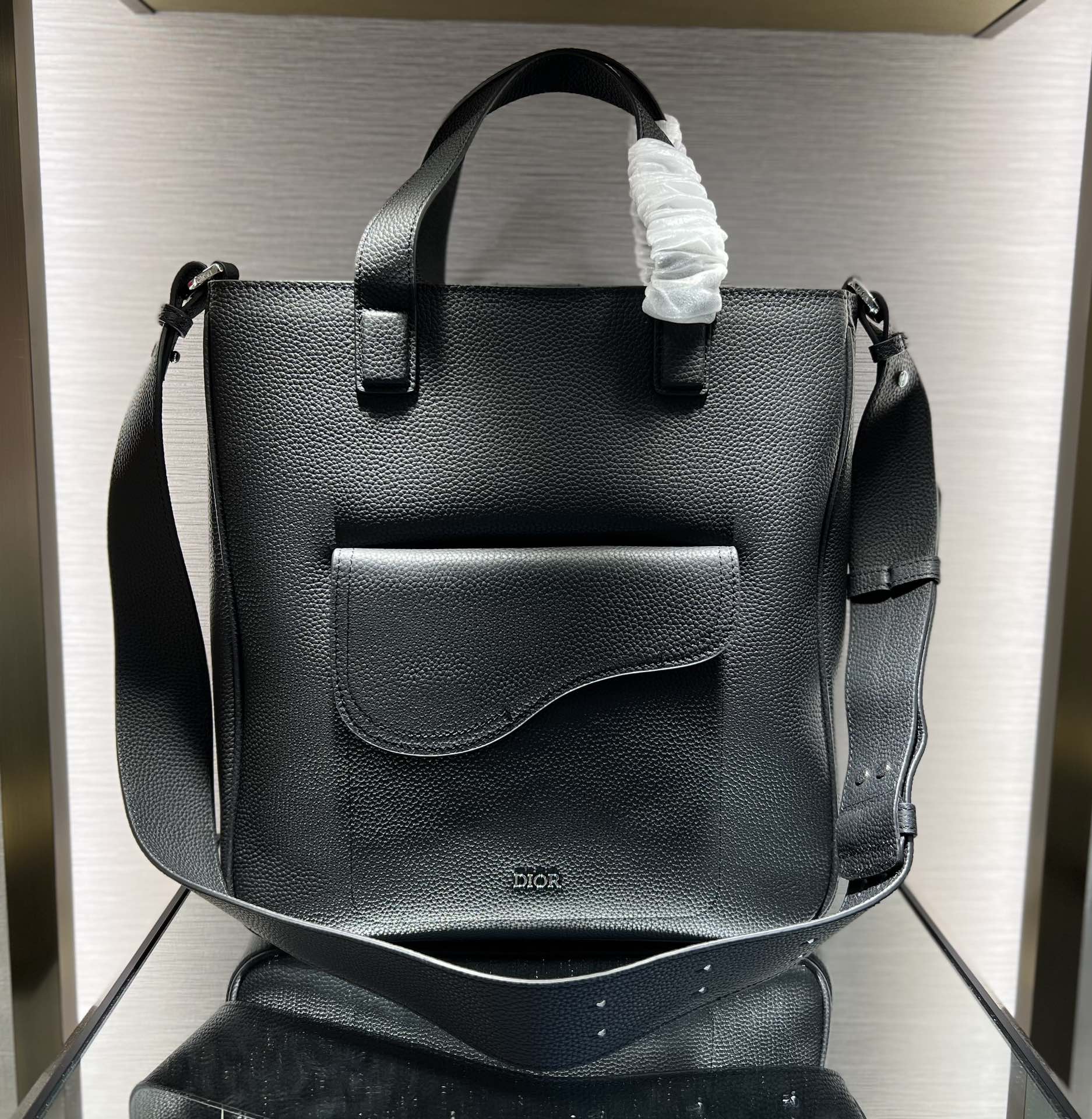 ディオール サドルバッグ レザー ブリーフケース ハンドバッグ ショルダーバッグ ブラック 詳細画像 1