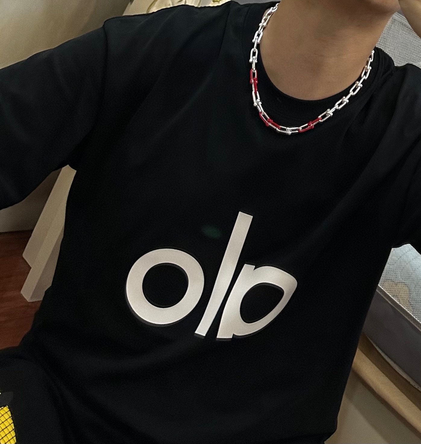 ティファニー ハードウェア リンク チェーンネックレス シルバー レッド 詳細画像 3