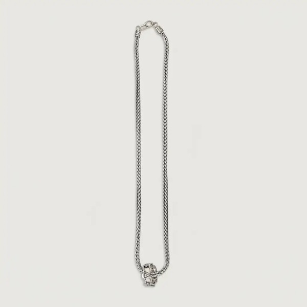 ルイ・ヴィトン ヴィンテージ 燻し加工 フォックステールチェーン ネックレス 60cm シルバー P130